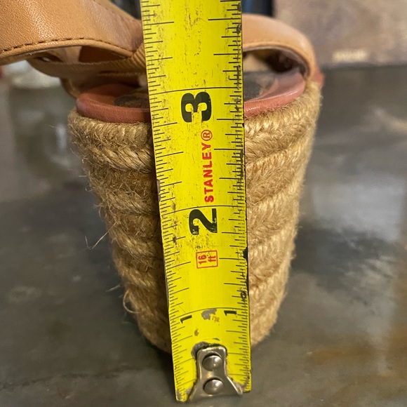 Sam Edelman Tie Up Straw Wedges Genuine Leather - Picture 8 of 9